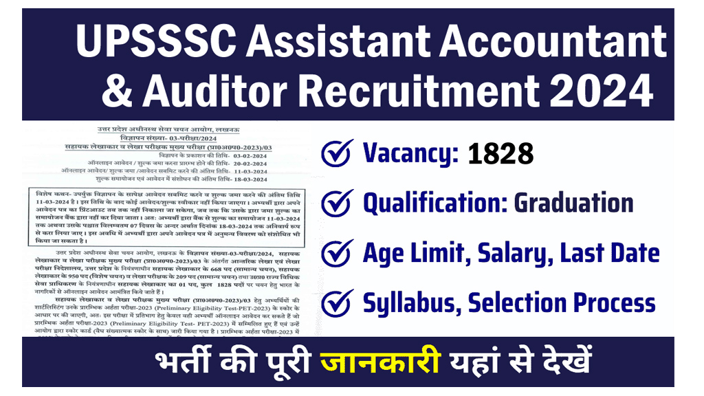 UPSSSC Assistant Accountant & Auditor Recruitment 2024: Apply Online For 1828 Post