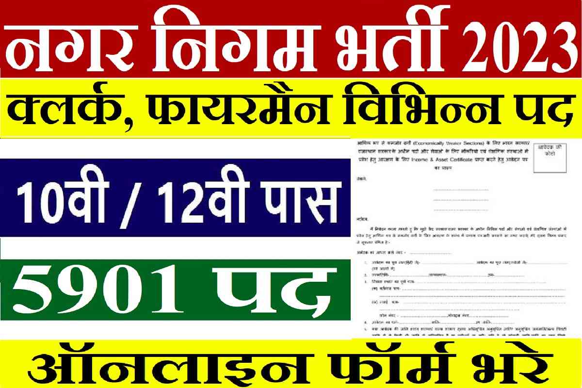 Nagar Nigam Vacancy 2023 : नगर निगम में 5901 पदो पर क्लर्क, फायरमैन की बम्पर भर्ती 