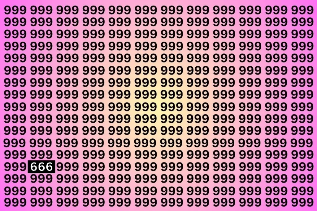Brain Teaser Challenge: If You Have Sharp Eyes Then Spot The Number 666 among 999 Within 6 Secs...