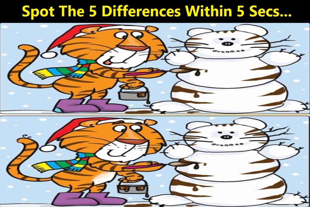 If You Have Sharp Eyes Then Spot The 5 Differences Between These 2 Images Within 5 Secs
