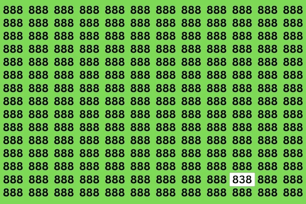Optical Illusion: Can You Find The Number 838 among 888 Within 5 Secs?