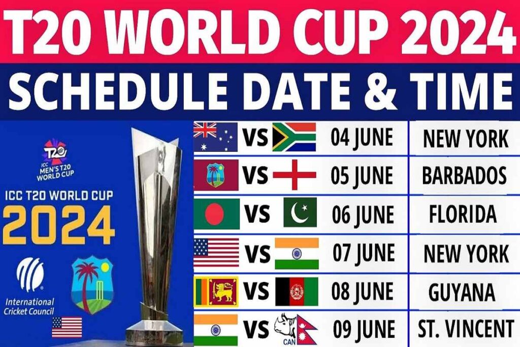ICC T20 World Cup 2024 Schedule, Teams, Squads, Groups, List and Venues हुआ जारी